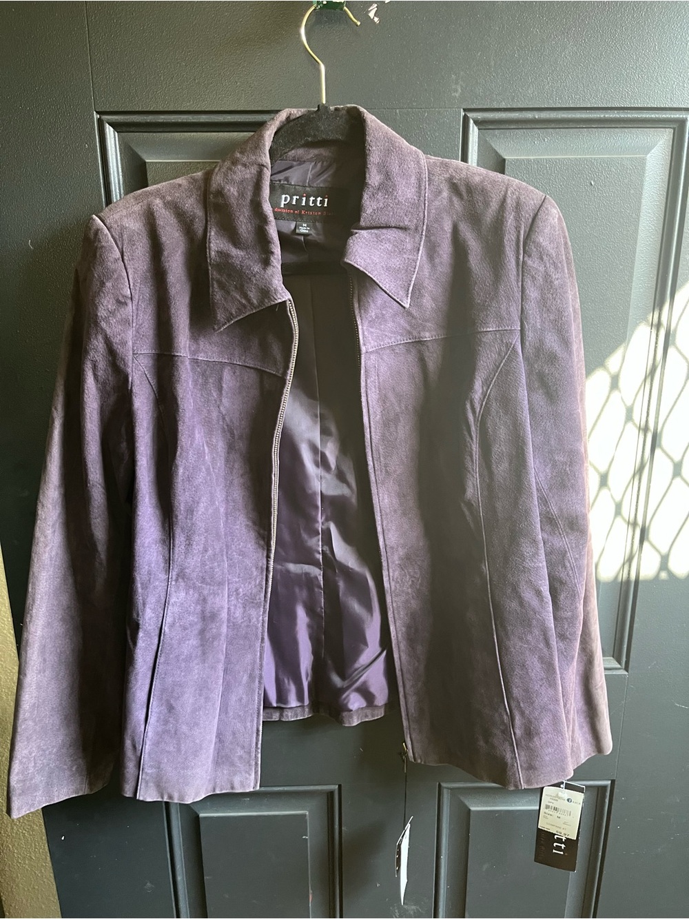 Women's Purple Suede Zip-Front Jacket